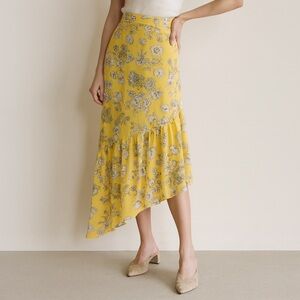 Gianni Bini Yellow Floral Maxi Skirt Size Medium